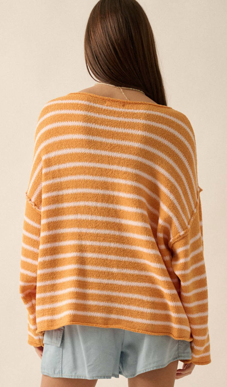 Oversize Stripe Pullover Apricot