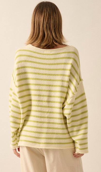 Oversize Stripe Pullover Lime