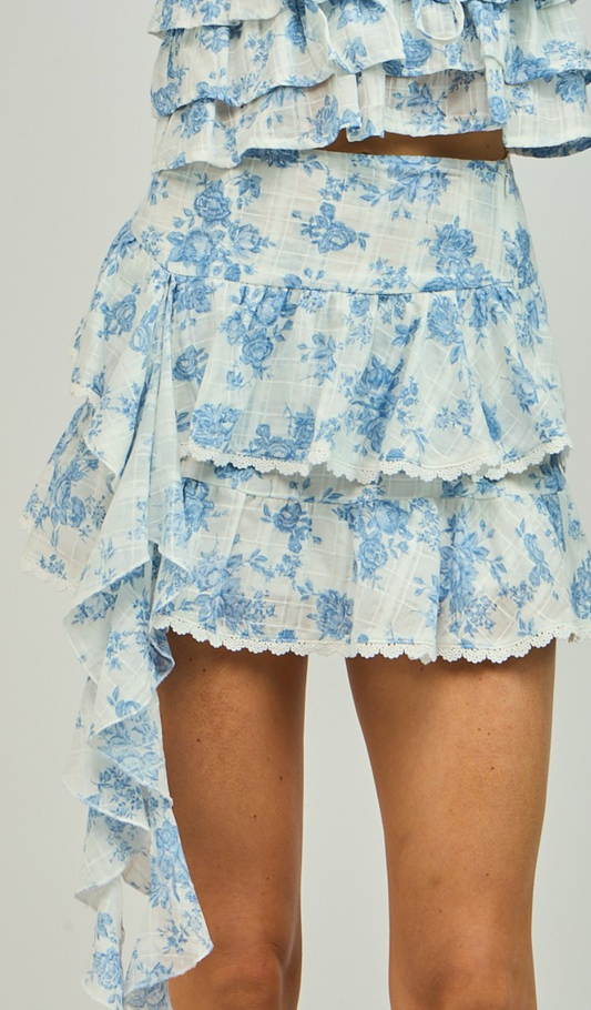 Callie Floral Skirt Blue