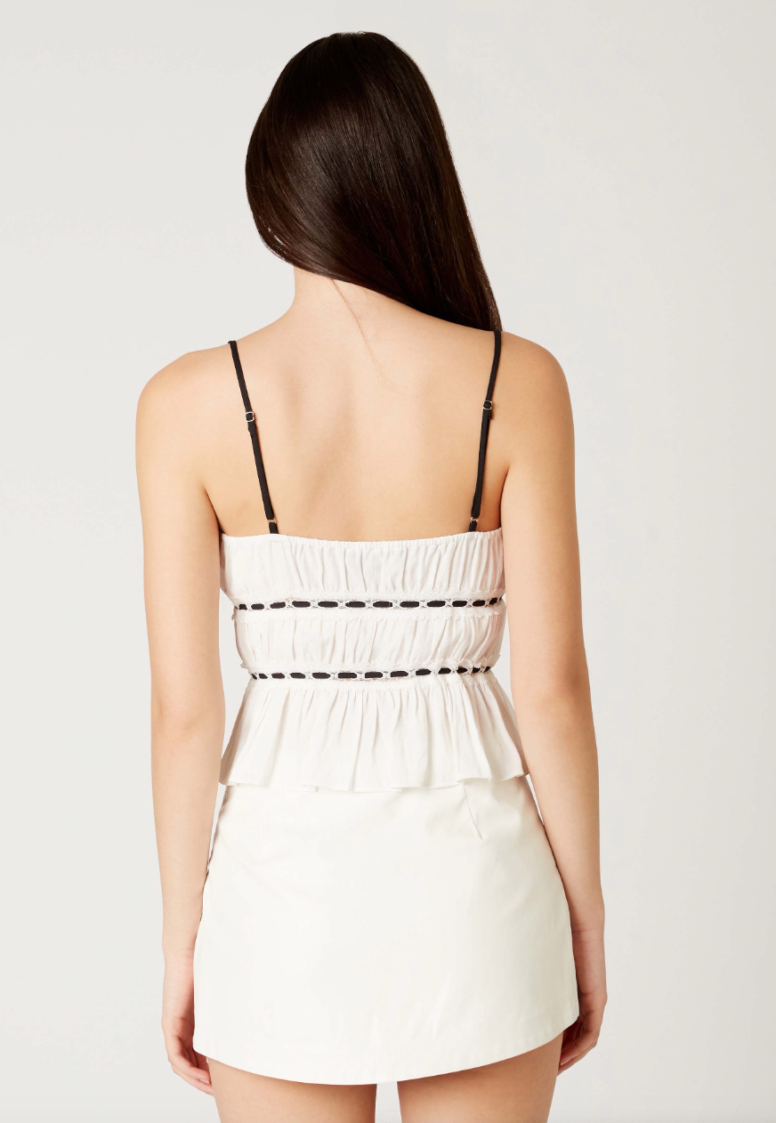 Front Ties Contrast Top White/Black