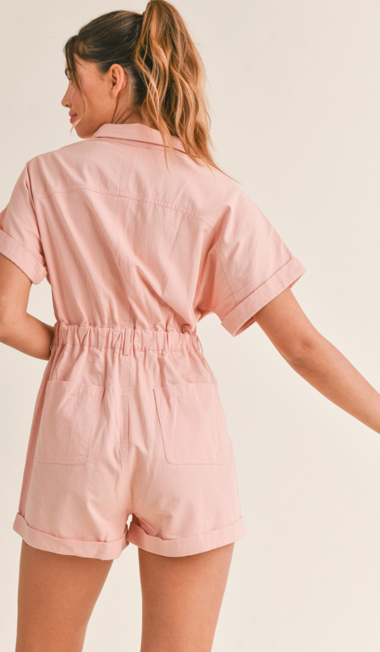Dusty Pink Button Down Romper