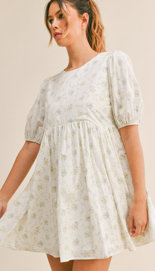Lemon Floral Babydoll Dress