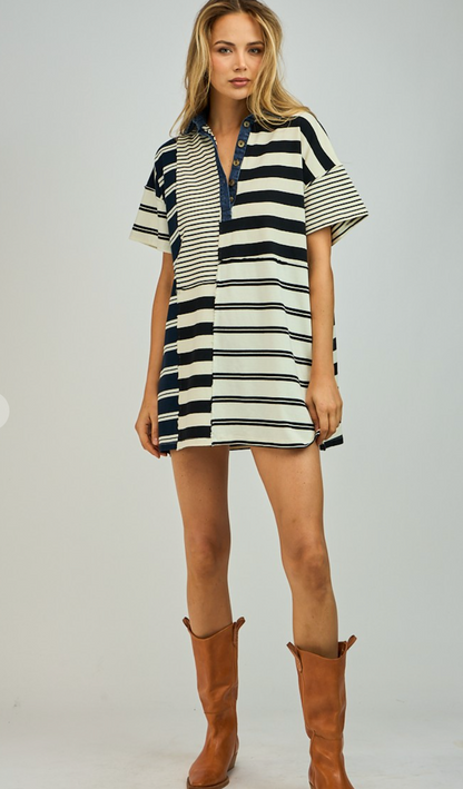 Stripe Polo Mini Dress