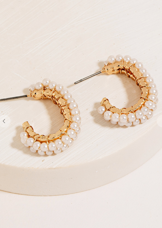 Pearl Half Hoops