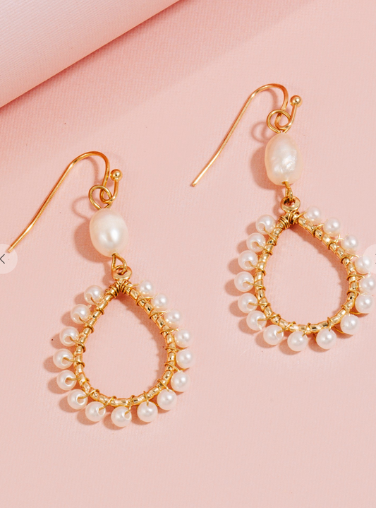 Pearl Teardrop Bead Earrings
