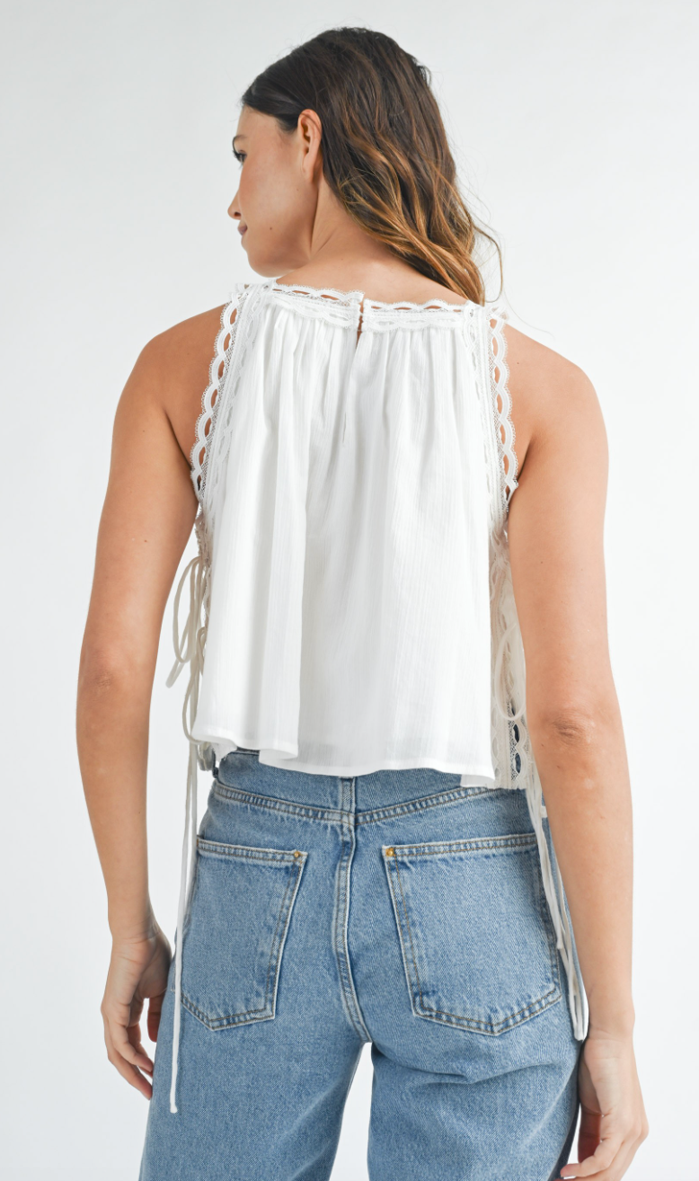 Tied Lace Trim Top