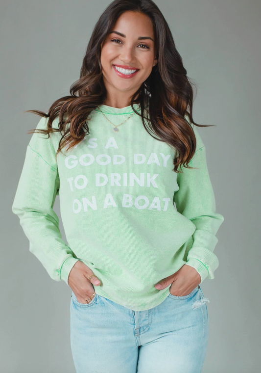 Drink On a Boat Corded Crewneck