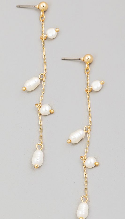Pearl Charm Chain Earrings