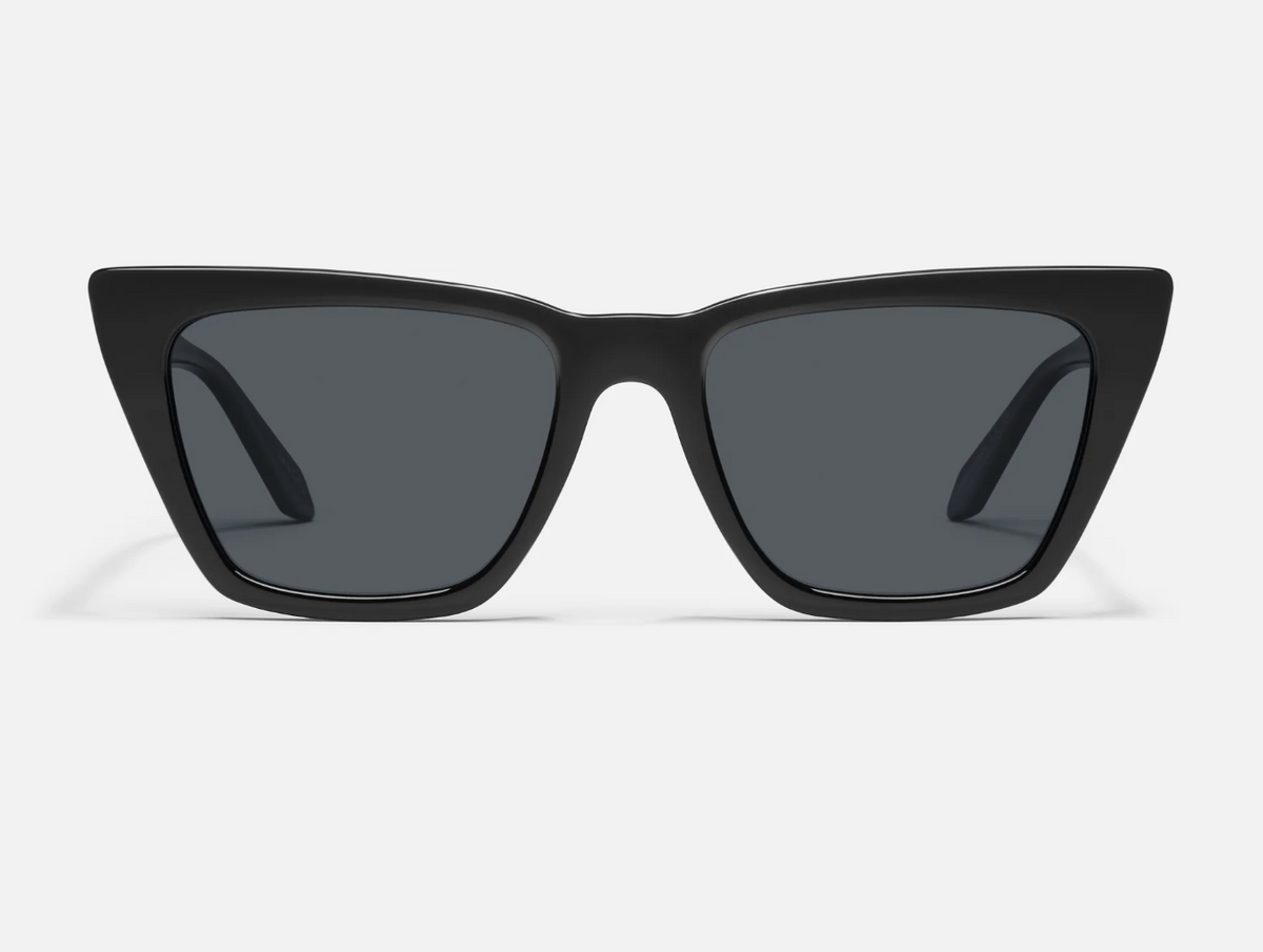 Brand New Quay Black Inside Scoop Bling Gradient Smoke Lens Rectangle Sunglasses Quay Confidential Shiny Black Sunglasses Online main image 3