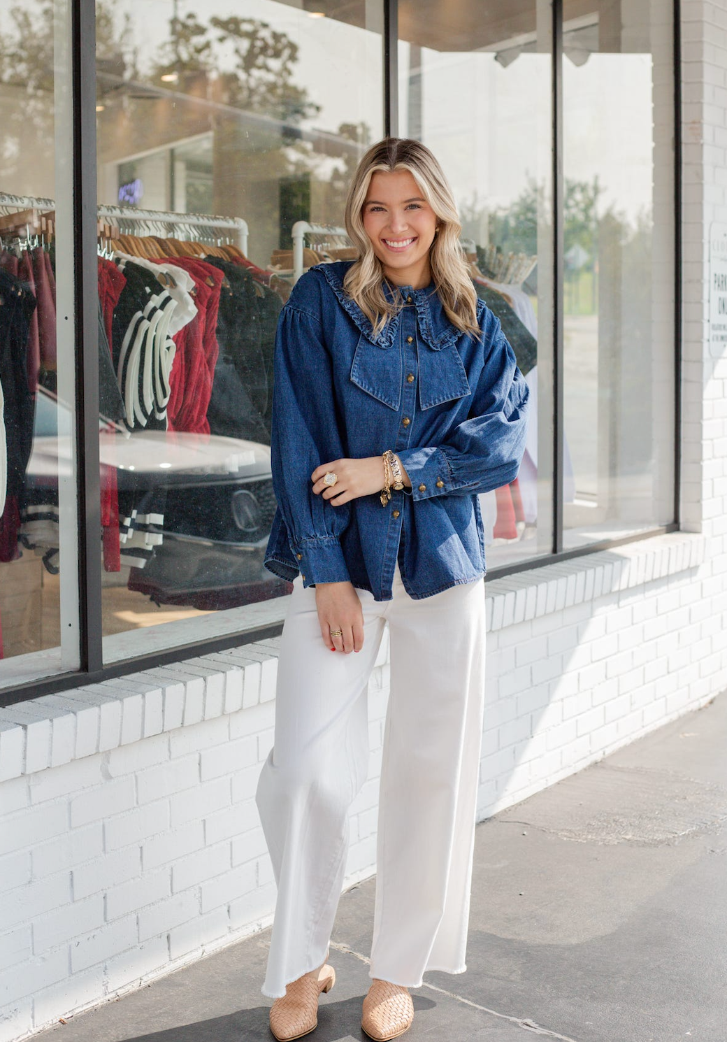 Janie Denim Collared Top