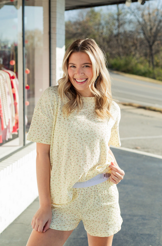 Lemon Bloom Waffle Knit Pj Set of 2
