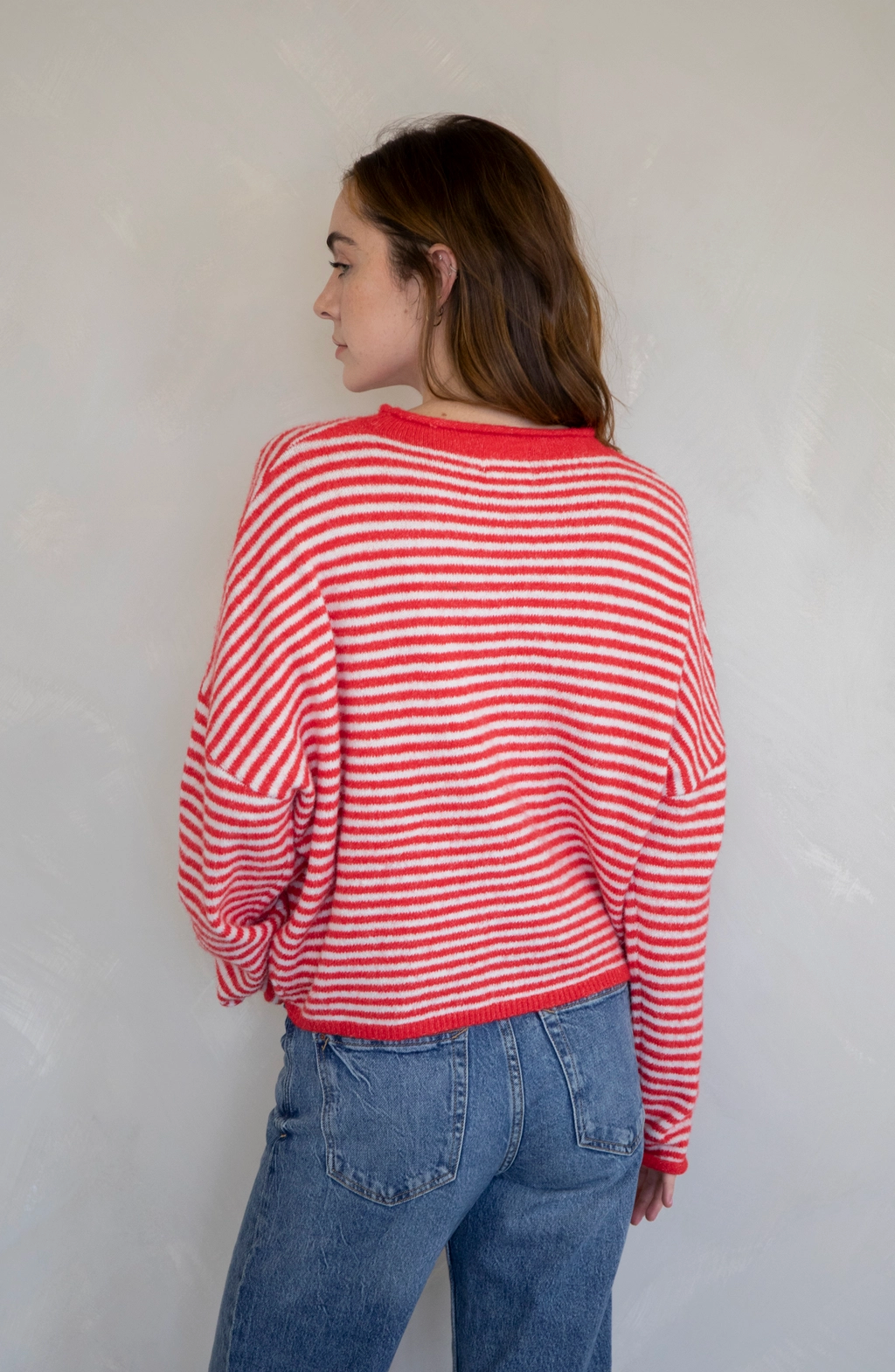 Striped Button Down Cardigan Pink/Red
