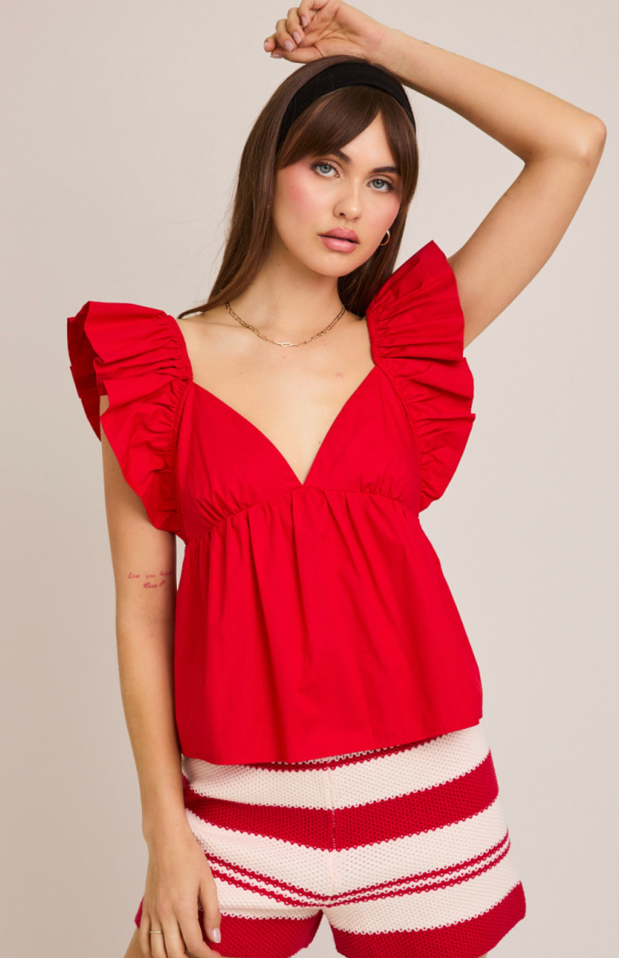 Red Tie Back Top