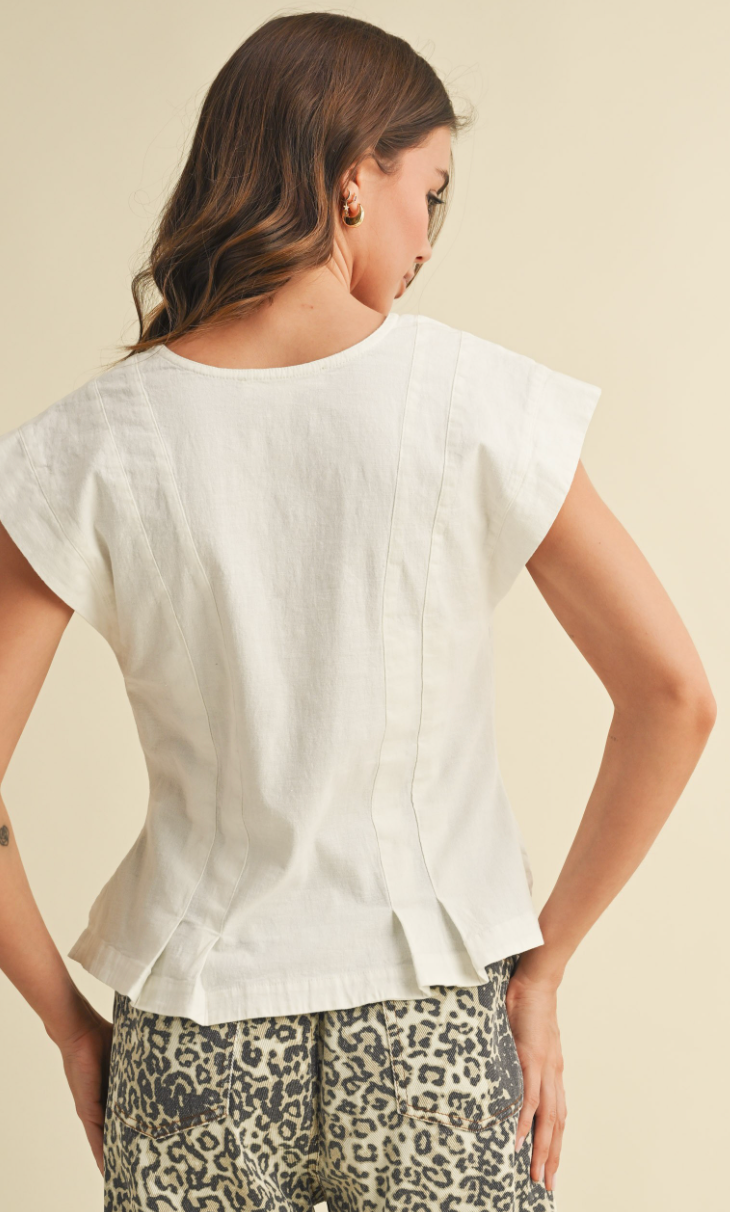 Capped Sleeve Top Ivory