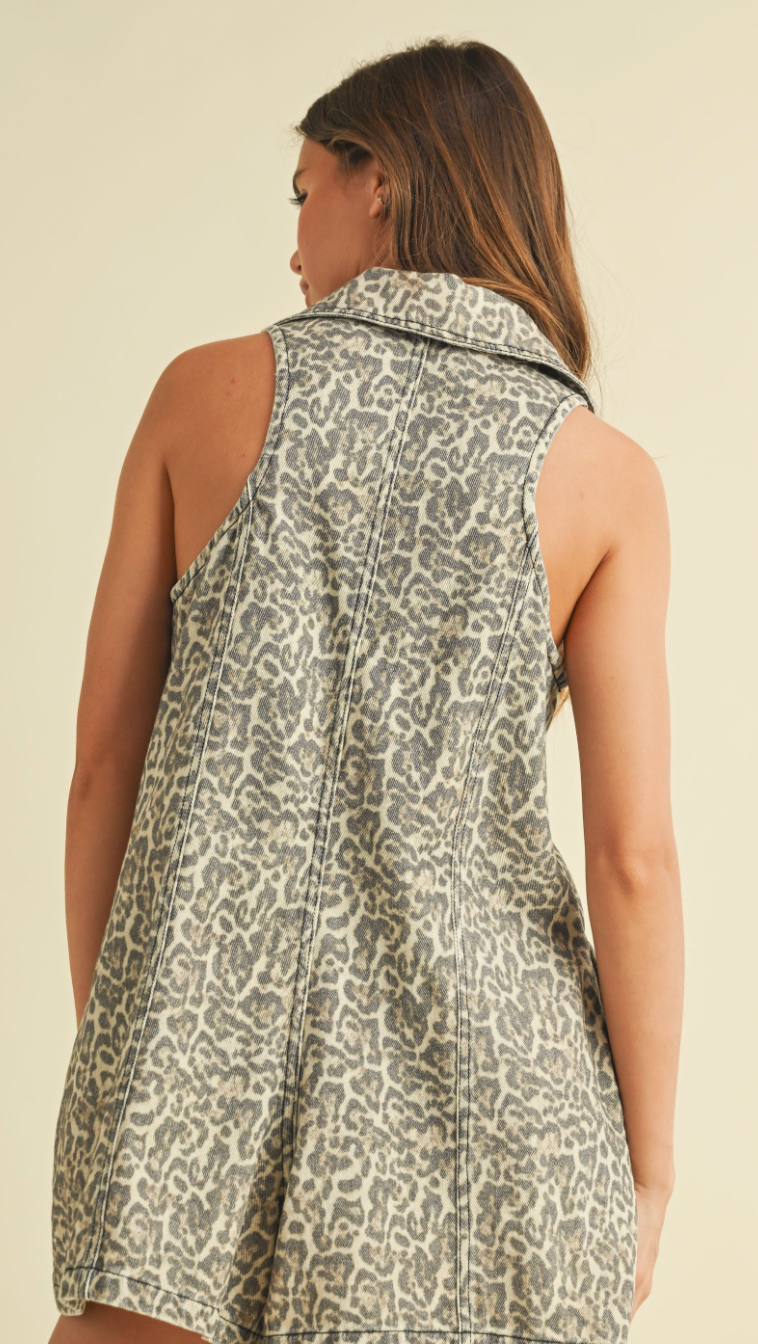Leopard Oversized Collar Romper