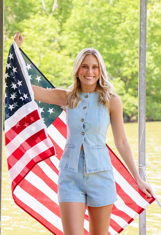 Light Denim Vest & Shorts Set of 2