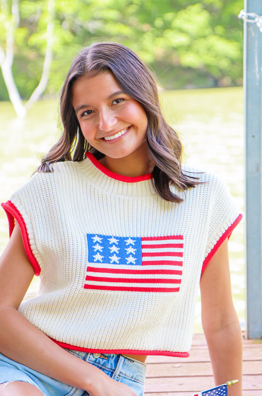Patriotic Flag Sweater Top