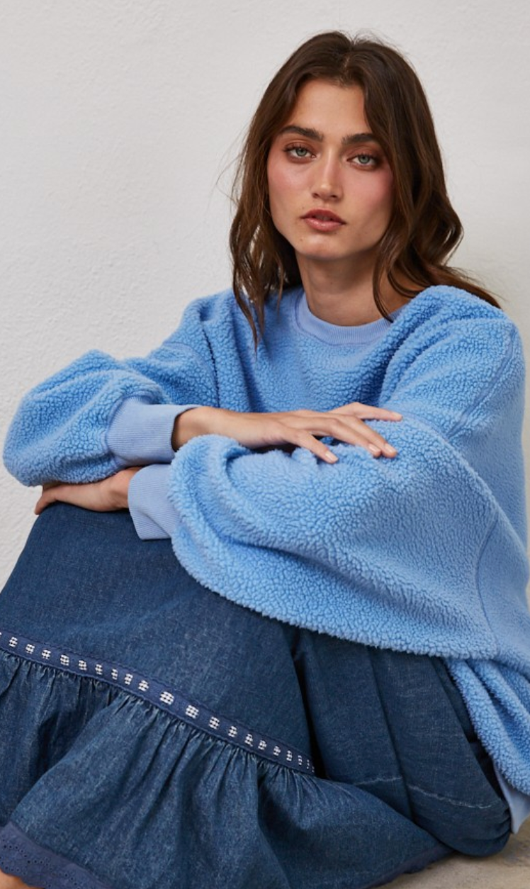Reversible Fleece Sweatshirt Blue