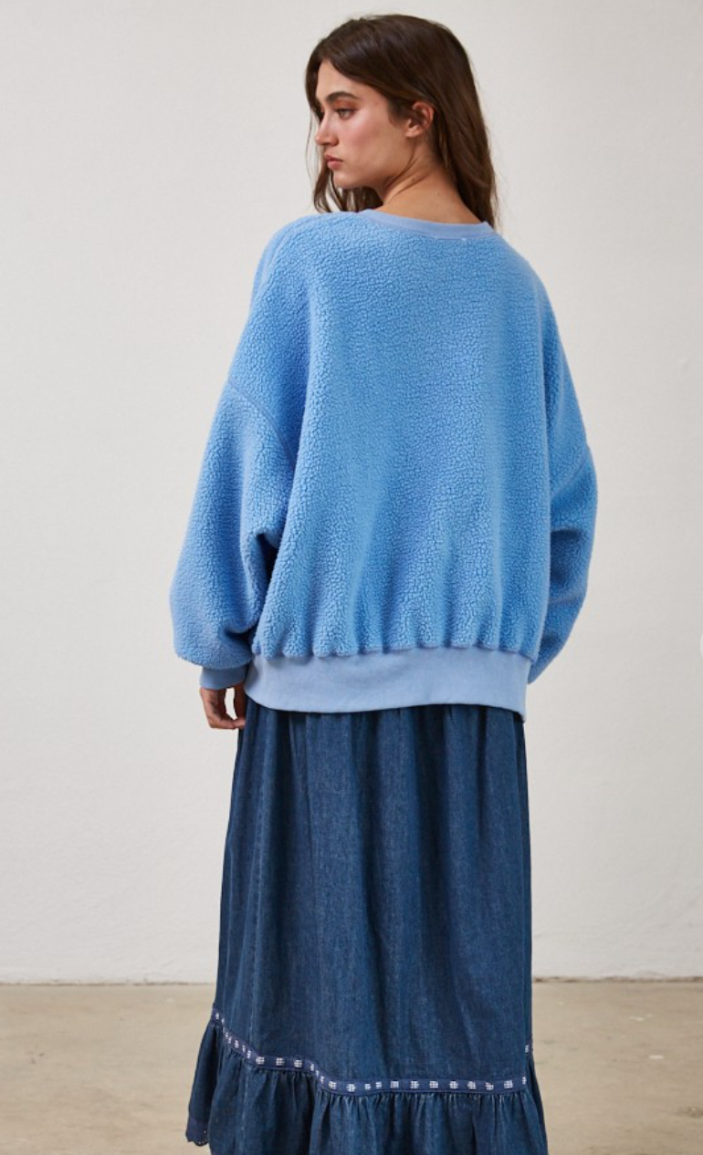 Reversible Fleece Sweatshirt Blue