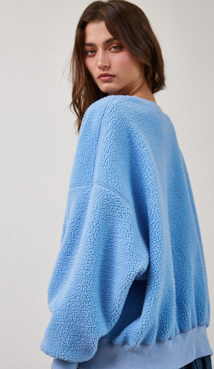 Reversible Fleece Sweatshirt Blue