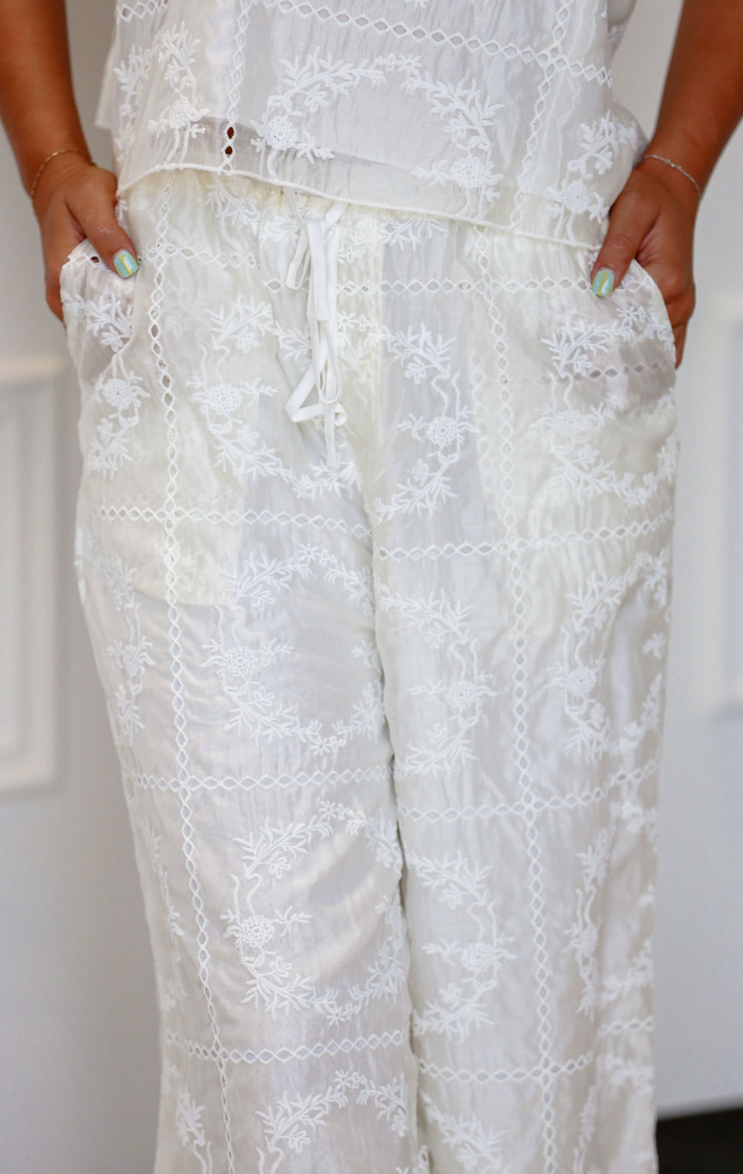 Silk Floral Drawstring Pants