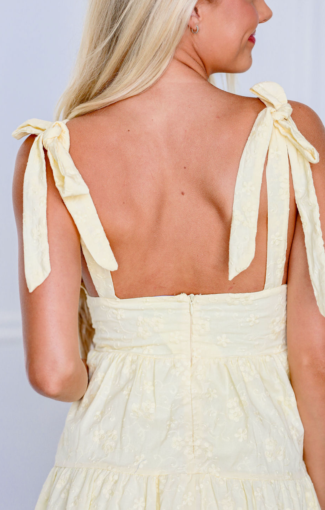 Butter Yellow Tie Shoulder Dress