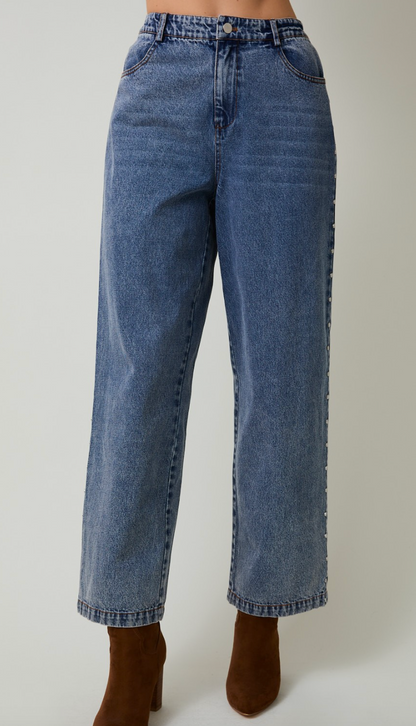 Denim Studded Jeans - Clothe Boutique