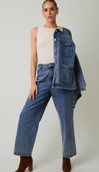 Denim Studded Jeans - Clothe Boutique