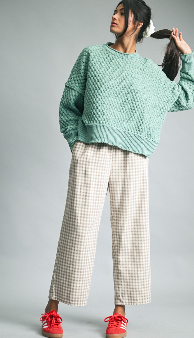 Pistachio Raw Edge Sweater