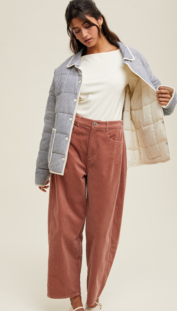 Blue/Cream Front Pocket Gingham Jacket