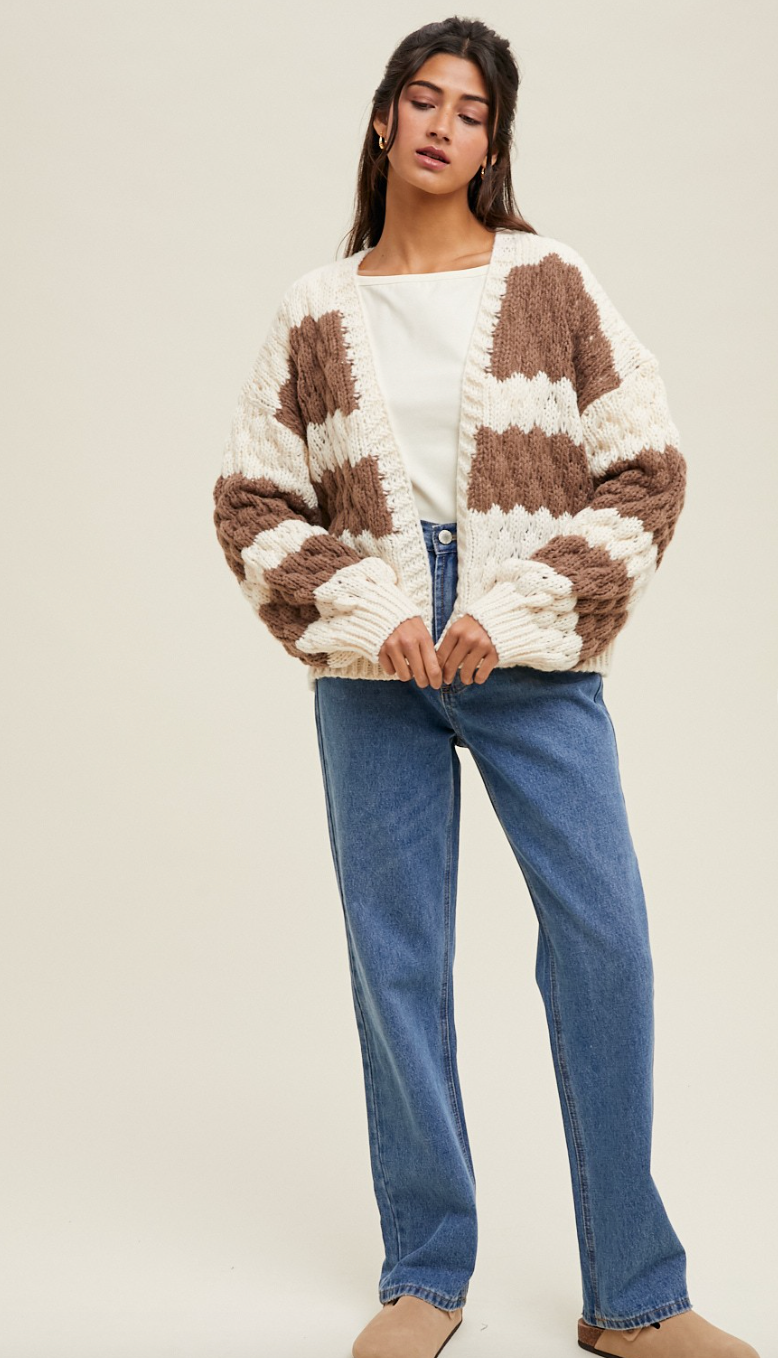 Textured Stripe Sweater Cardigan
