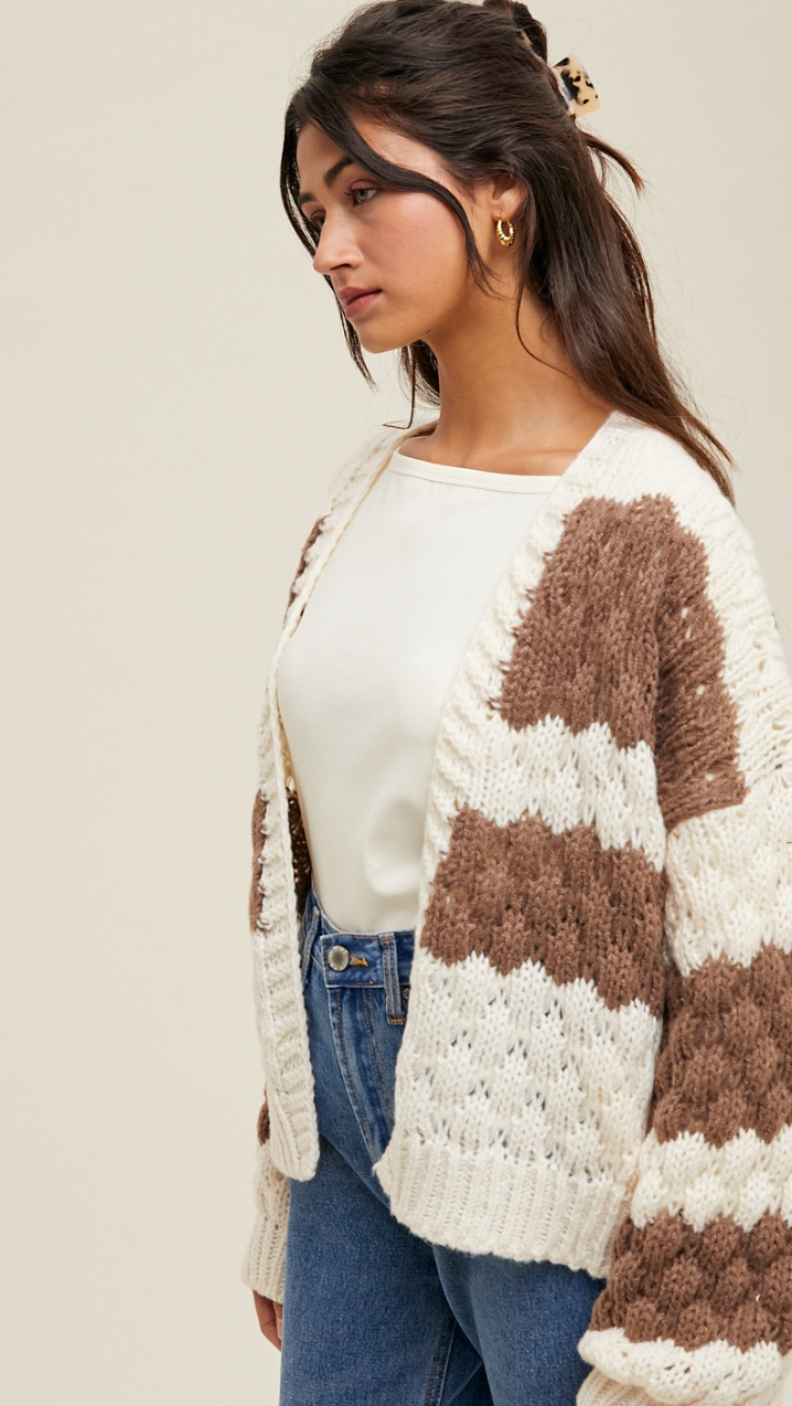Textured Stripe Sweater Cardigan