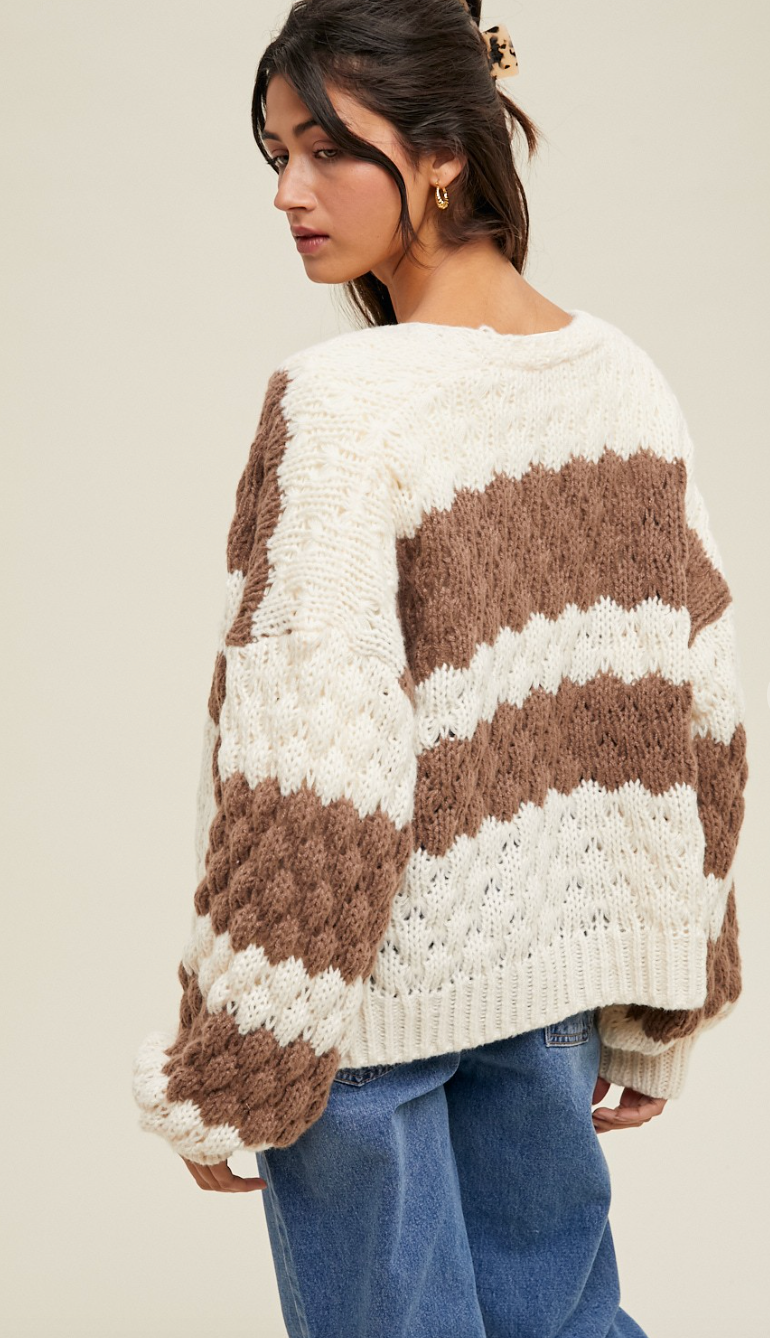 Textured Stripe Sweater Cardigan