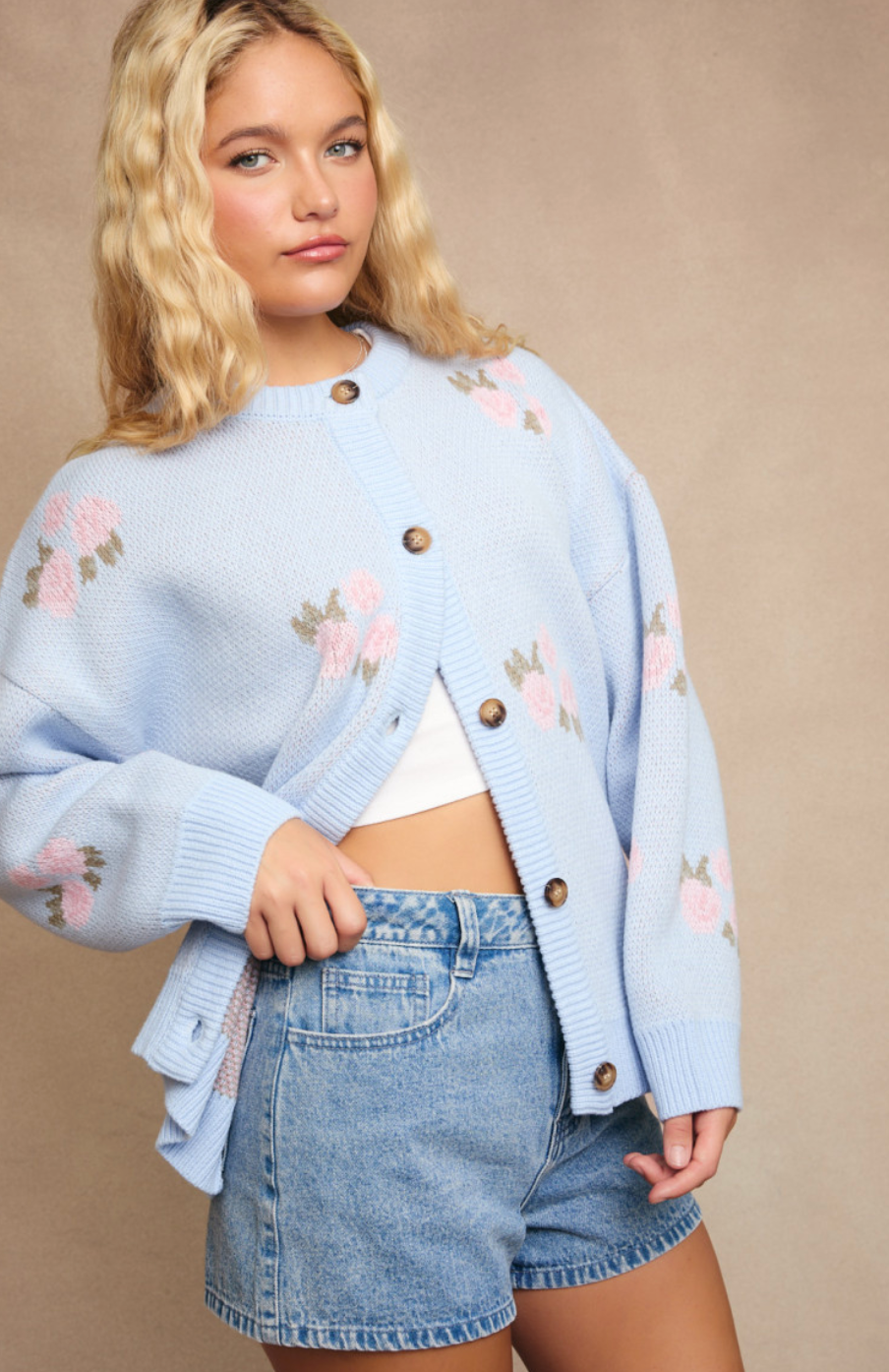 Light Blue Rose Cardigan