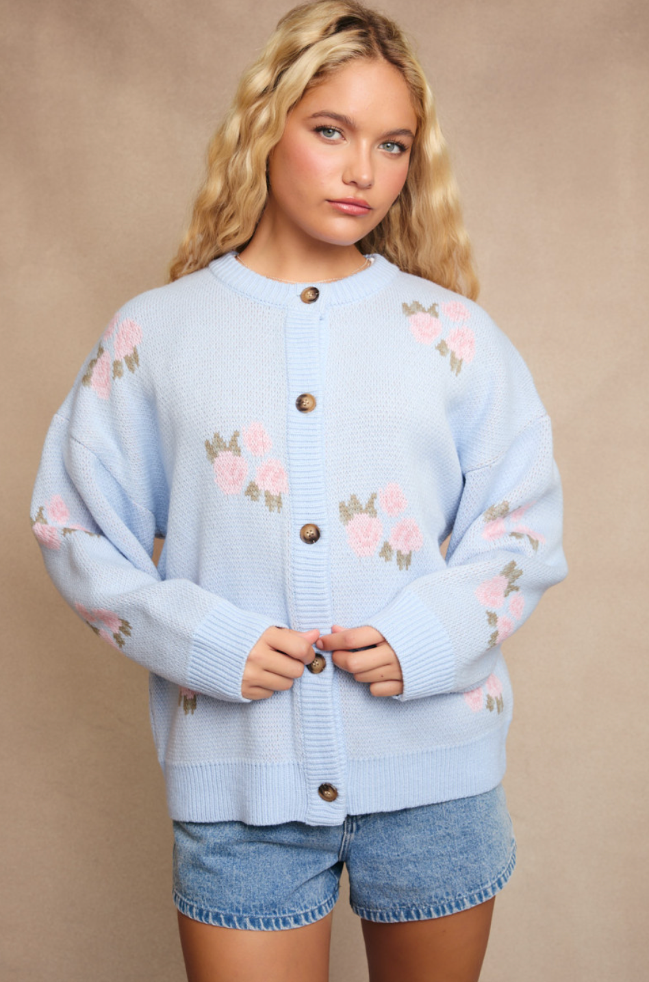 Light Blue Rose Cardigan