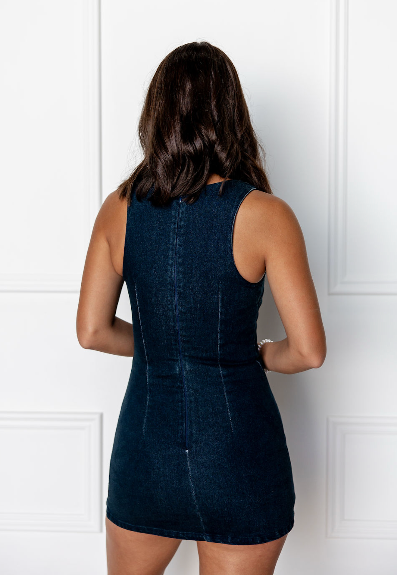 Dark Denim Boat Neck Dress