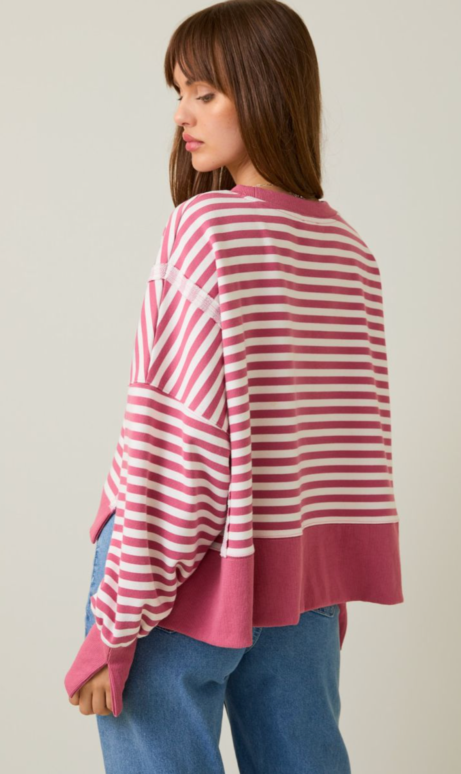 Mauve Stripe Crewneck