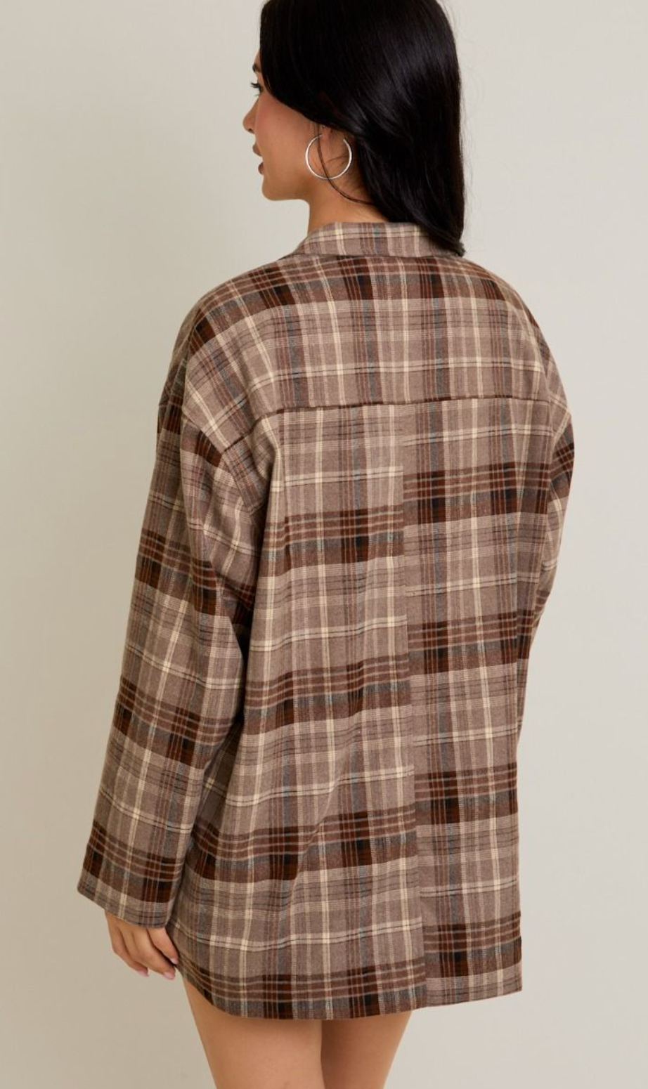 Oversize Plaid Jacket & Mini Skirt Set of 2
