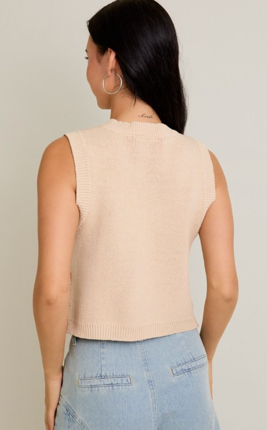 Roses Knit Tie Vest