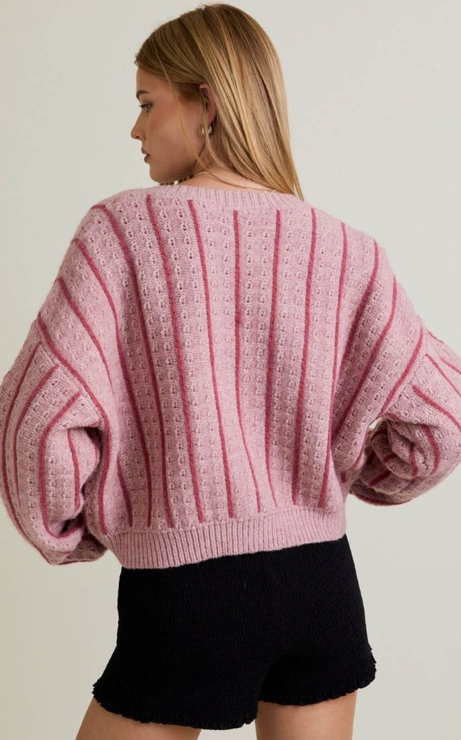 Mauve Stripe Toggle Sweater