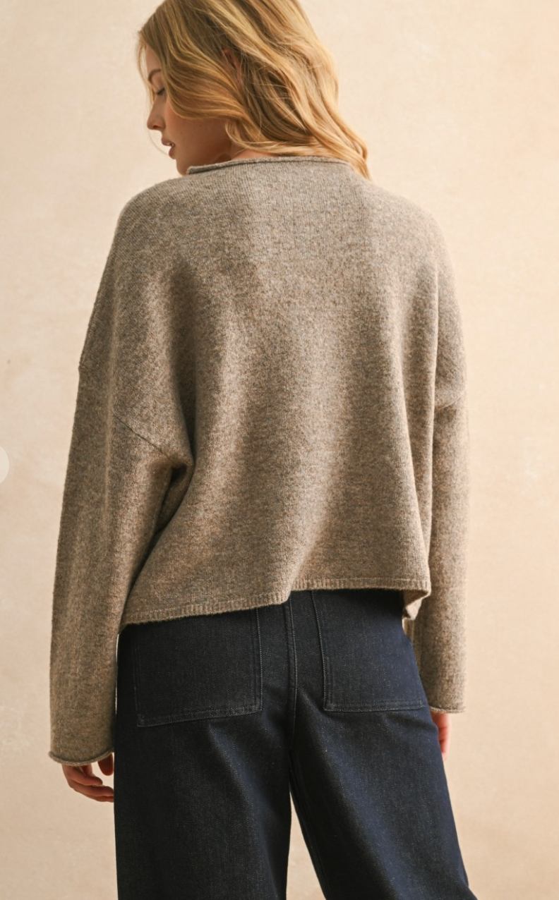 Lace Ruffle Edge Cardigan Taupe
