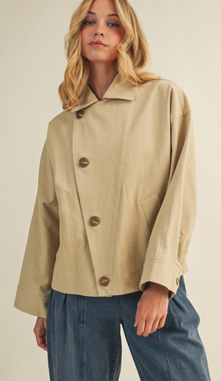 Asymmetric Button Closure Jacket