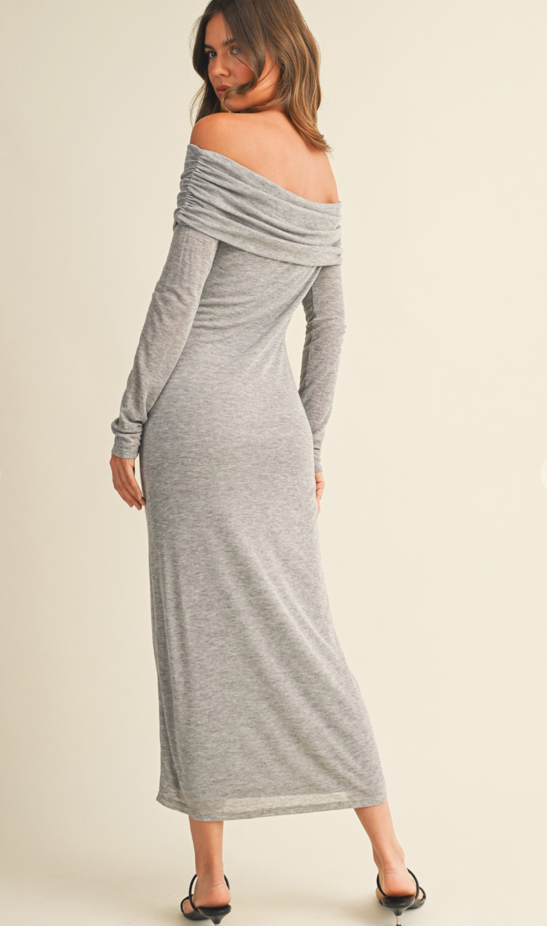 Off Shoulder Maxi Dress Grey