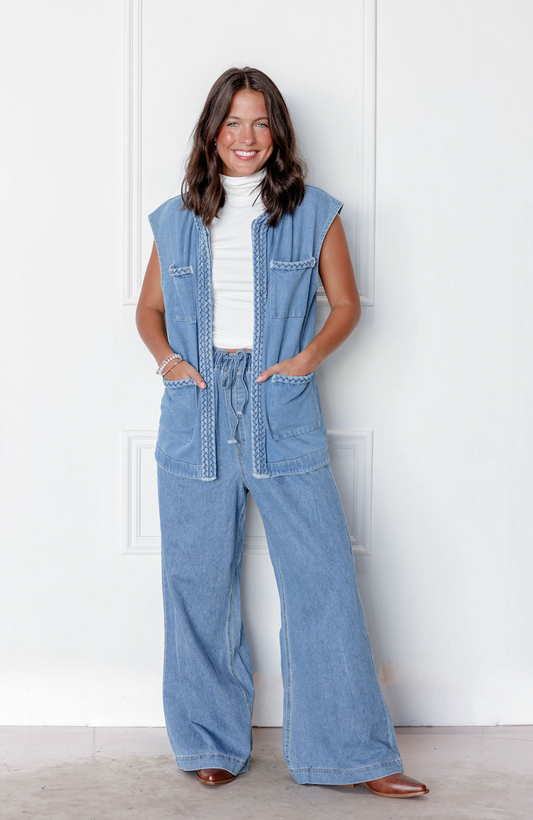 Denim Wide Leg Pants