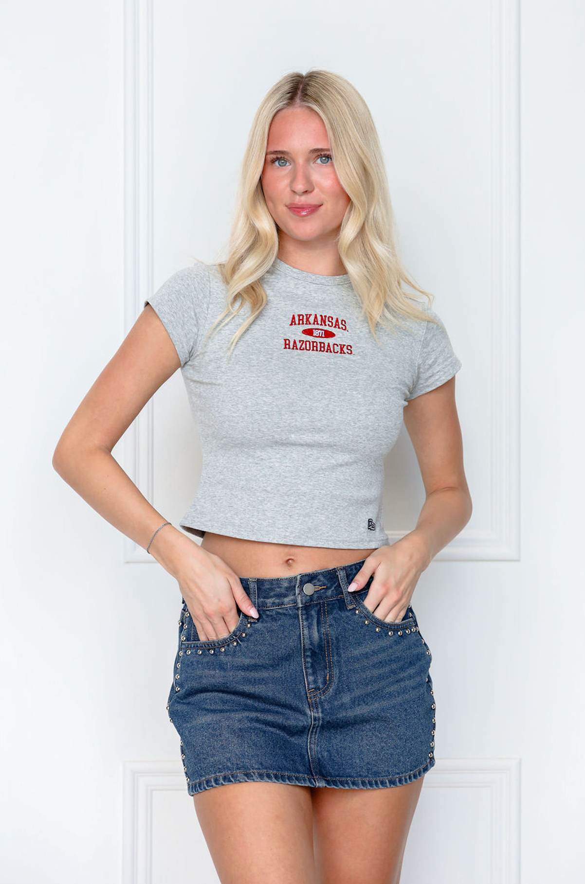 Heather Grey Arkansas Baby Tee