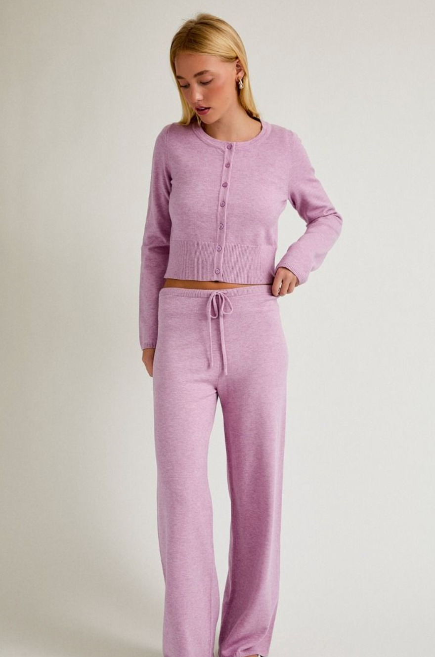 Light Pink Cardigan & Pants Set of 2