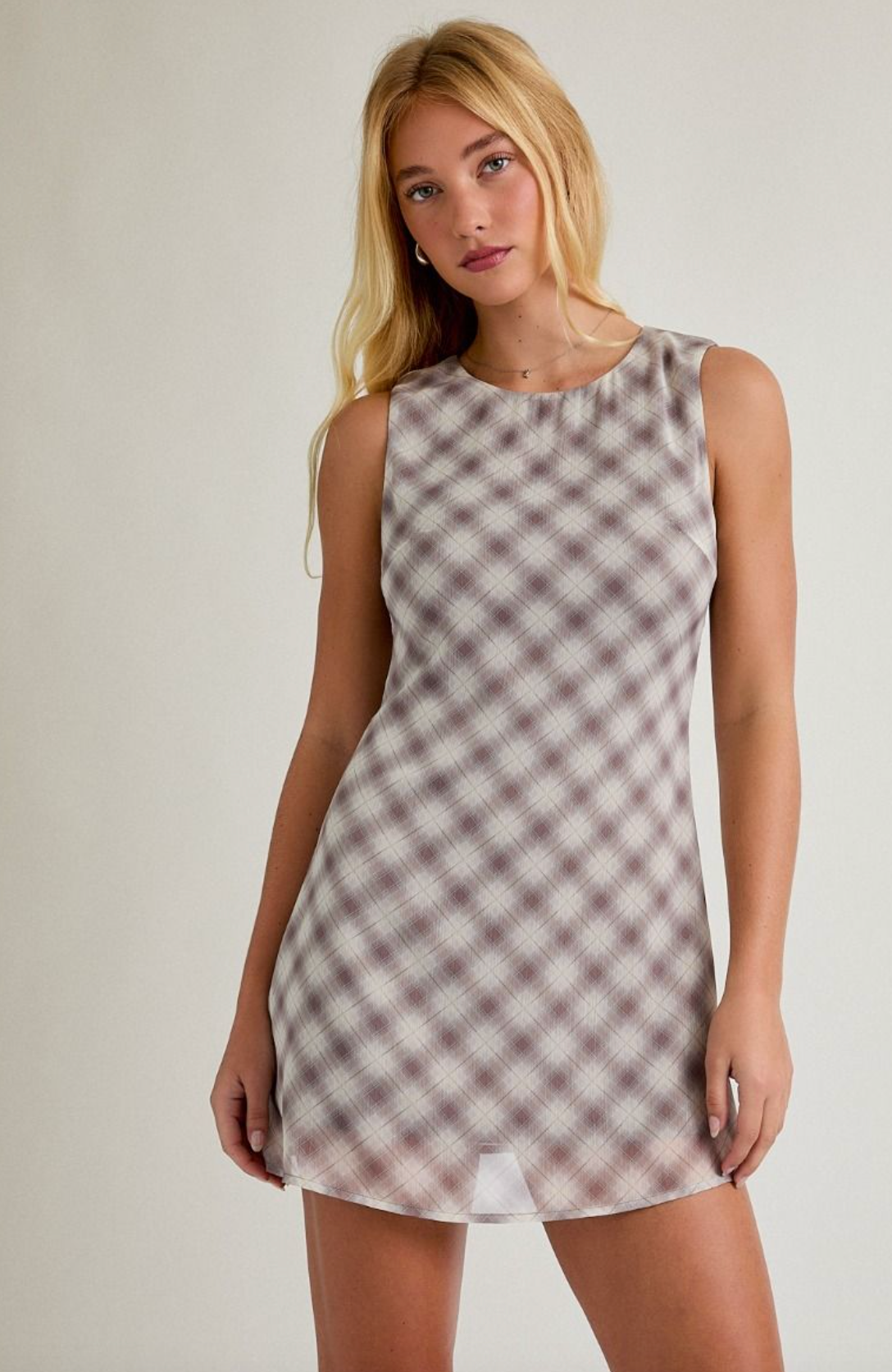 Light Brown Plaid Dress