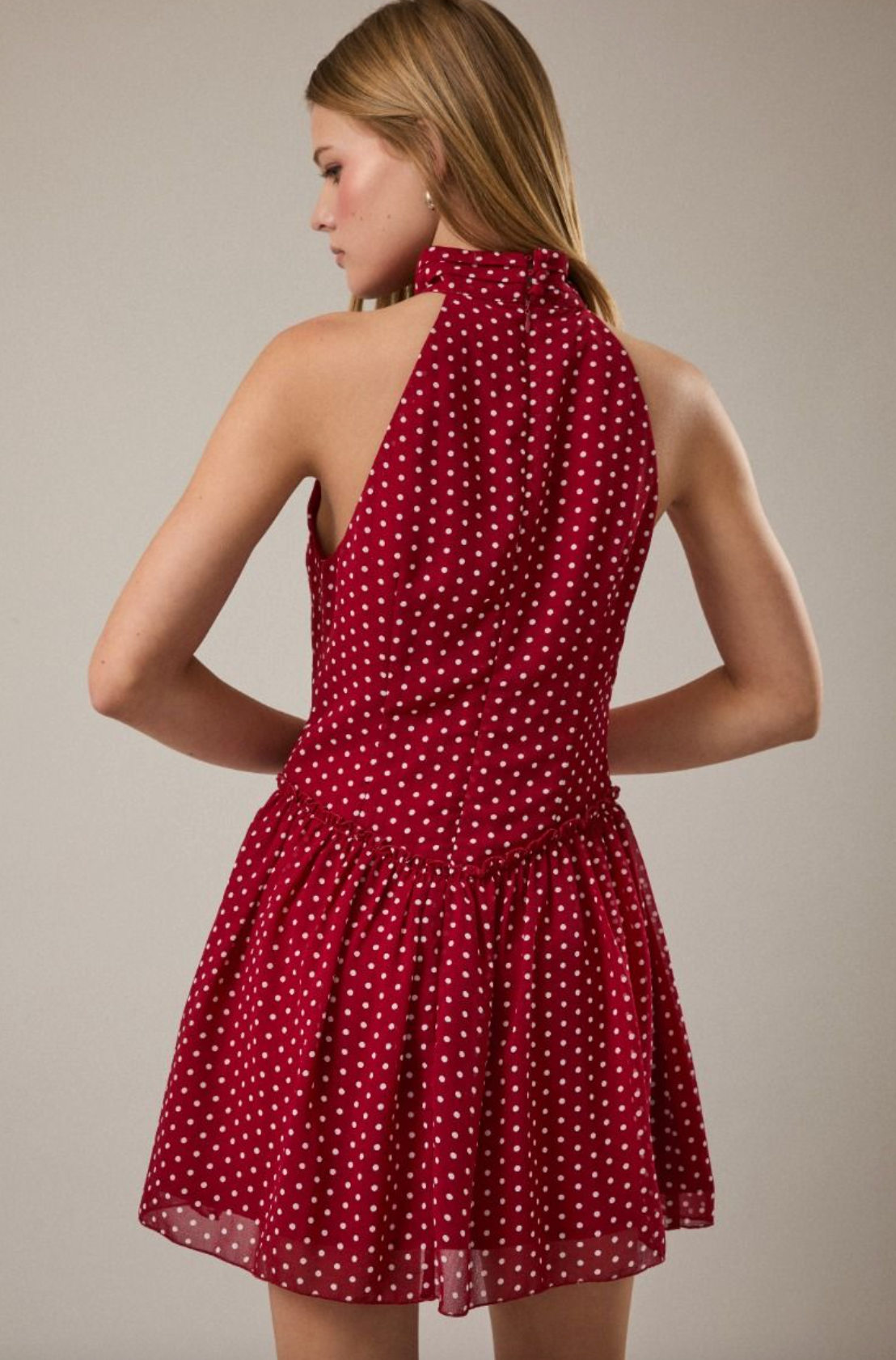 Red/White Dot Halter Dress - Clothe Boutique