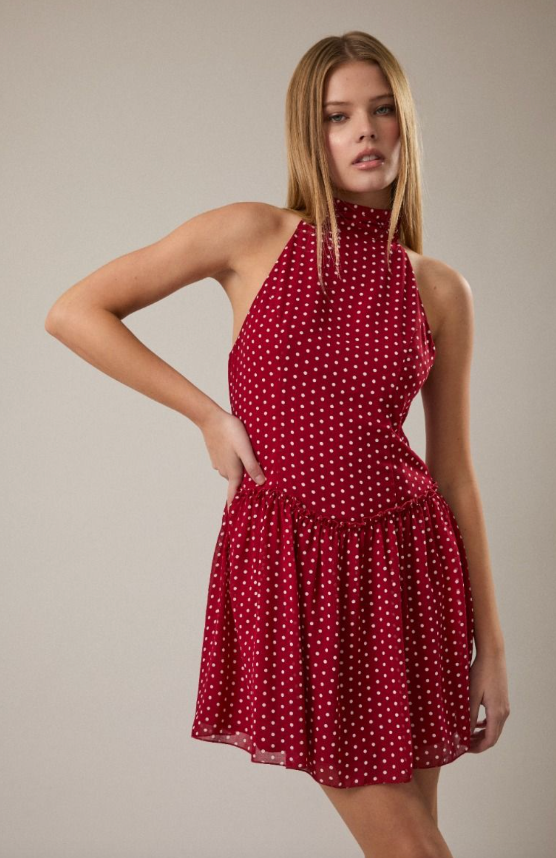 Red/White Dot Halter Dress