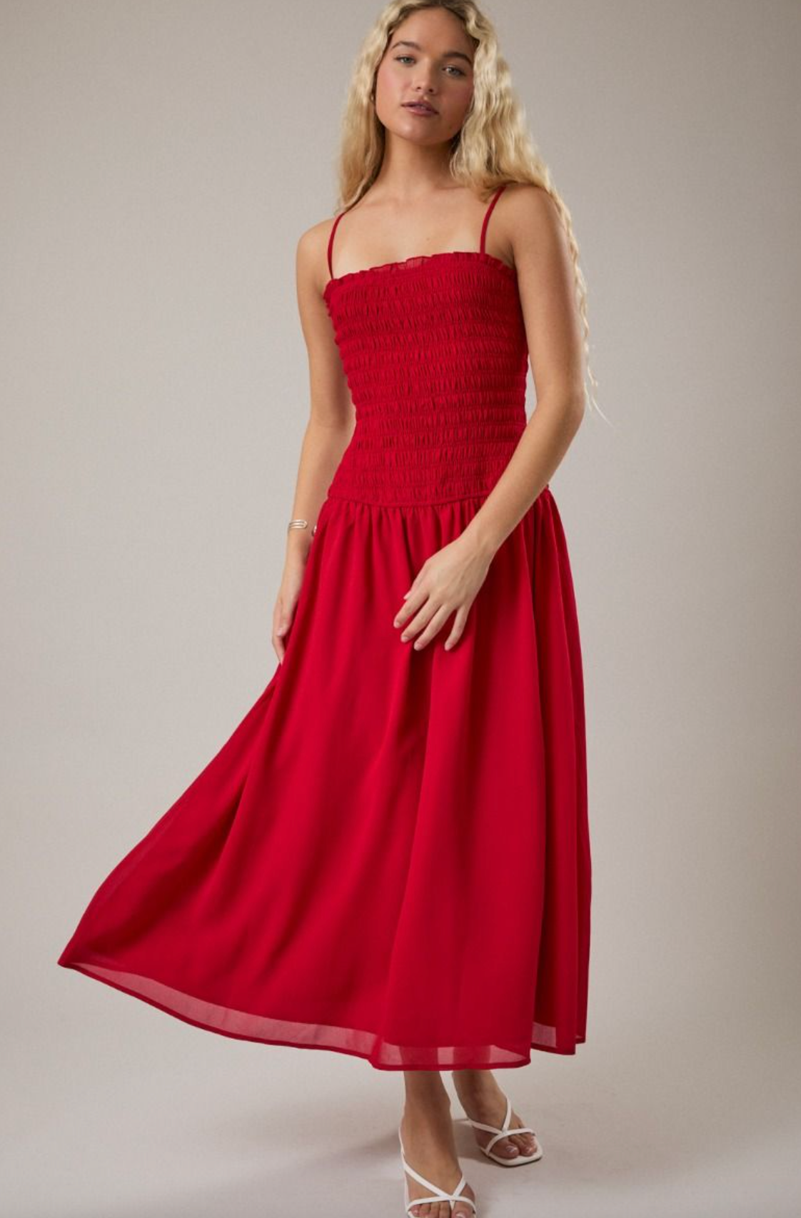 Low Waist Smocking Maxi Dress - Clothe Boutique
